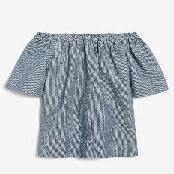 Crewcuts Other - Crewcuts off-the-shoulder blue stripe top